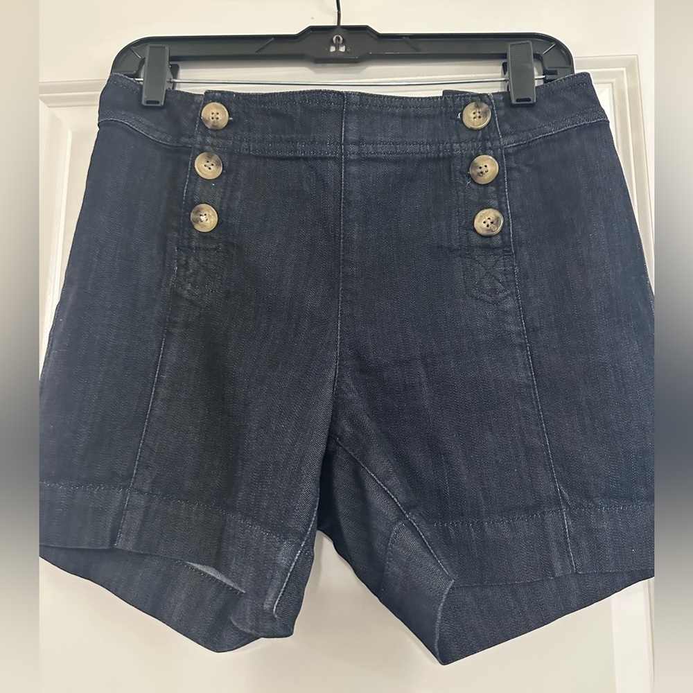Anthropologie Level 99 Women's Saylor Navy Button-Front Shorts